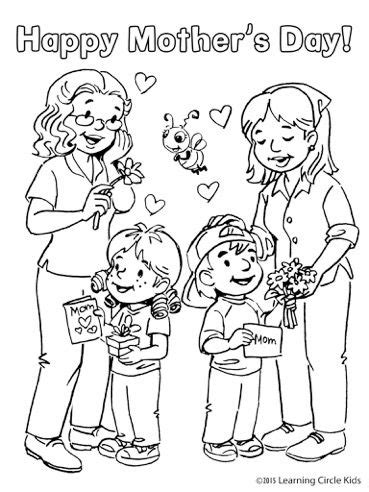 darling mothers day coloring page  card  kids  reader bee