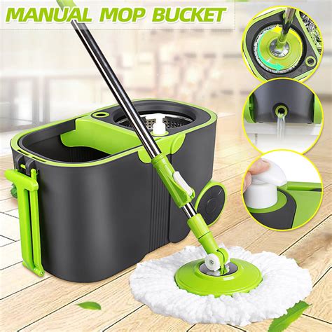 spin mop bucket system  easy wring microfiber floor mop  stainless steel basket