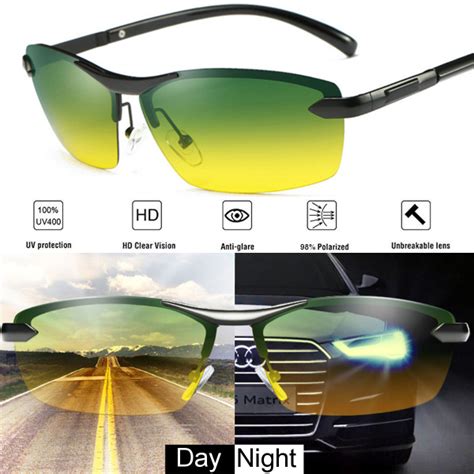 polarized sunglasses day night vision uv400 eyewear driving pilot sun