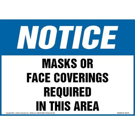 notice masks  face coverings required   area sign osha