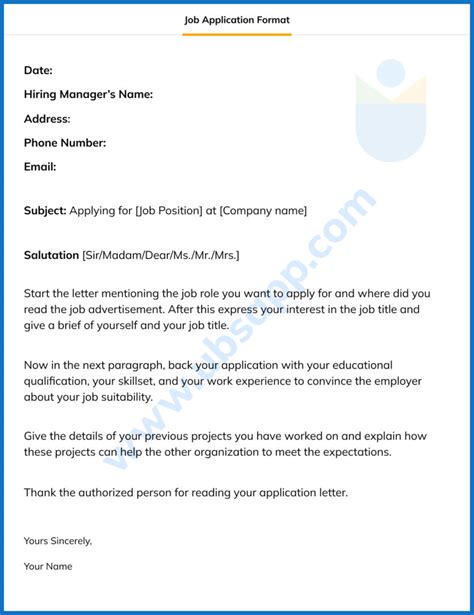 job application letter format meaning writing tips  sample