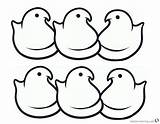 Peeps Coloring Pages Chicks Printable Six Simple Line Color Kids sketch template