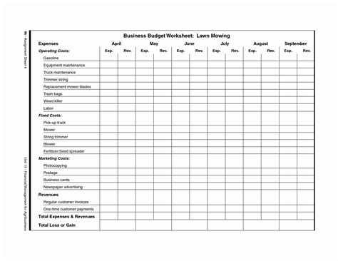 awesome lawn care excel spreadsheet cab budgeting sheet