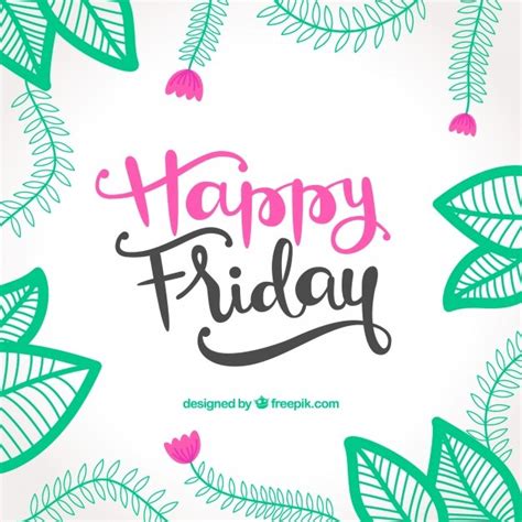 happy friday vintage background  hand drawn leaves decoration vector