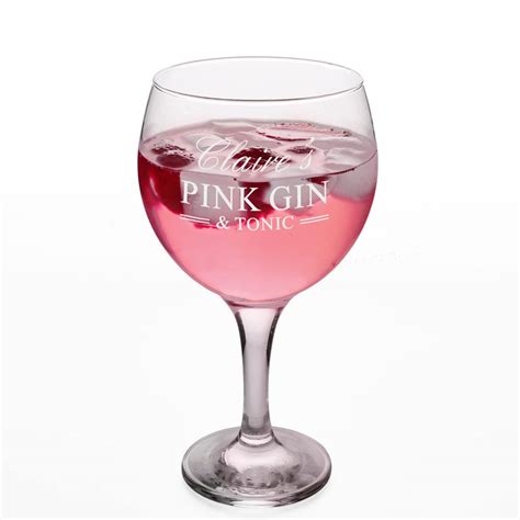 personalised gin glass pink gin  tonic