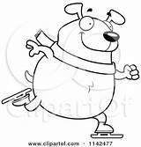 Chubby Skating Ice Dog Clipart Cartoon Thoman Cory Outlined Coloring Vector sketch template
