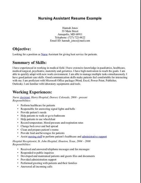 pin  cna resume sample