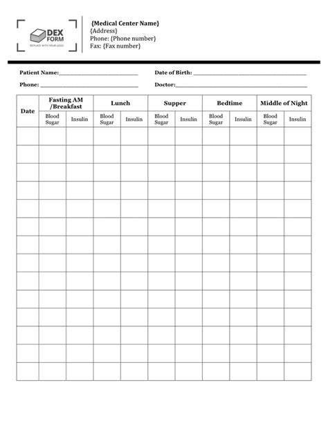 printable simple blood sugar log sheet images   finder