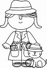 Detective Girl Cat Coloring Little Pages Clip Clipart Spy Kids Wecoloringpage sketch template
