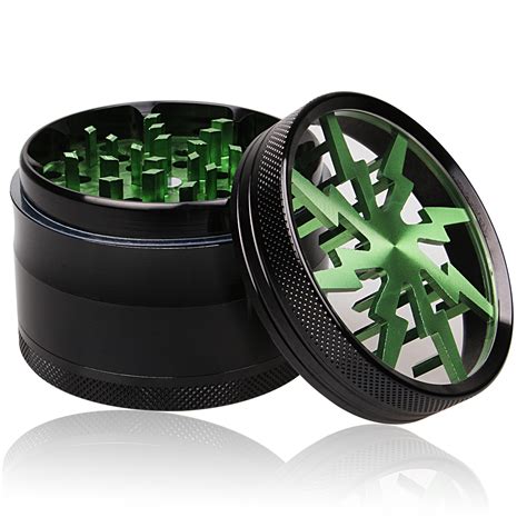 lightning shaped grinder zinc alloy 4 layers metal herb tobacco weed