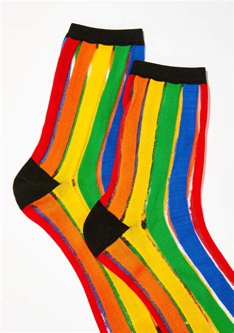 rainbow sheer stripe socks dolls kill