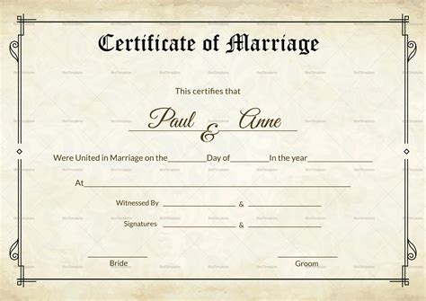 classic marriage certificate design template  psd word