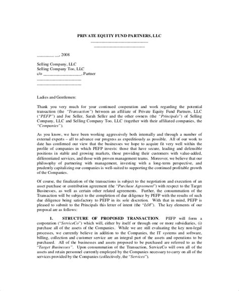 sample letter  intent  equity investment