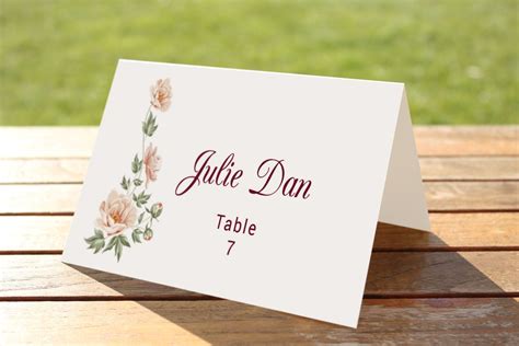 wedding table place cards template  printable templates