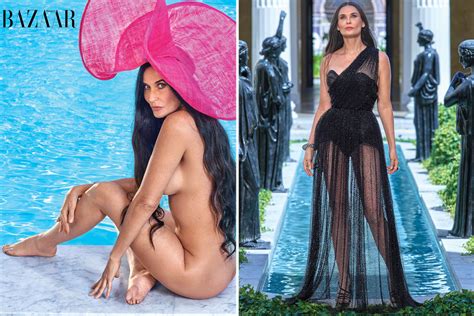 demi moore 56 strips totally naked as she poses by a pool for stunning harper s bazaar shoot