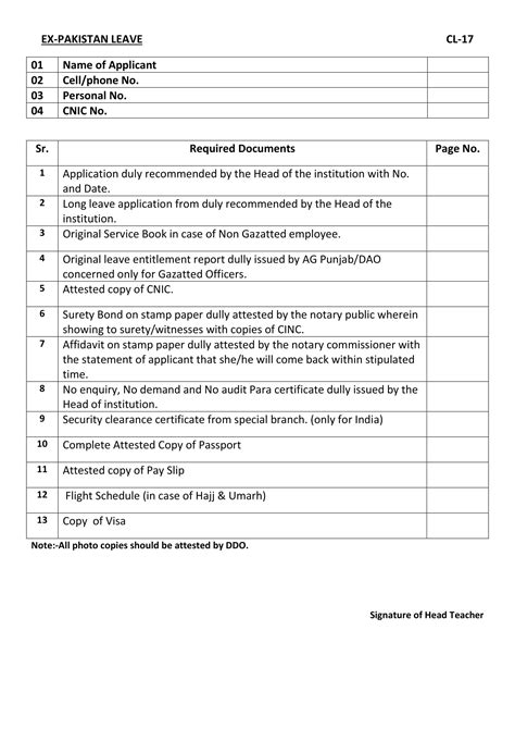 checklist   pakistan leave documents  employeesportal