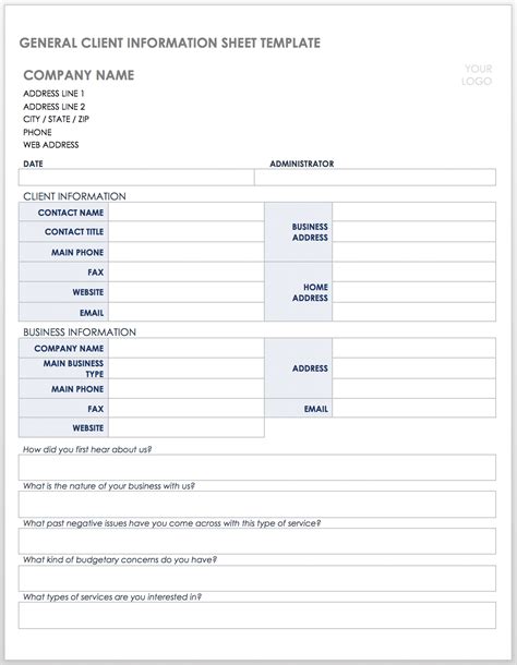 client information forms templates smartsheet