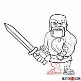 Clash Barbarian Clans Drawing Draw Step Games Sketchok Paintingvalley Characters sketch template