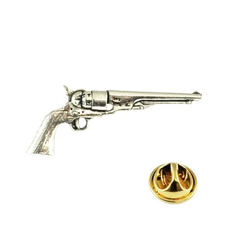 antique revolver pistol pewter lapel pin badge from ties planet uk