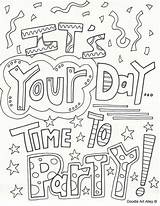Birthday Coloring Pages Happy Cards Doodle Alley Printable Adult Color Party Quote Choose Board Card Celebration Colouring Celebrate Time Birthdays sketch template