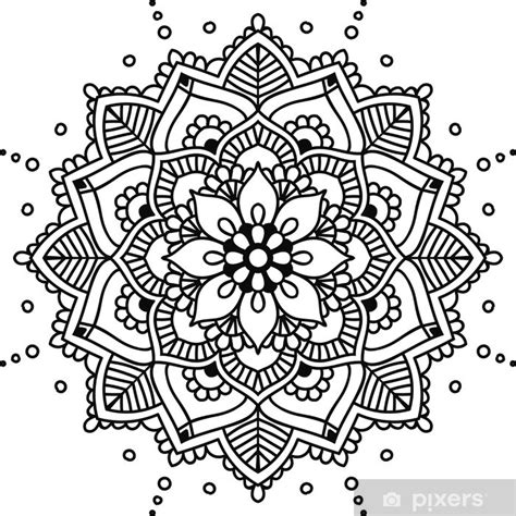 Vinilo Pixerstick Mandala Floral Negro Para El Diseño O
