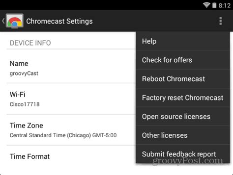 chromecast tip reboot  restore  factory settings