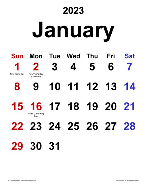 january  calendar templates  word excel