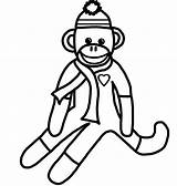 Monkey Coloring Sock sketch template