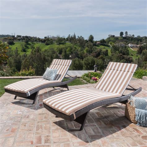 anthony outdoor chaise lounge cushions set   brown  white stripe walmartcom walmartcom