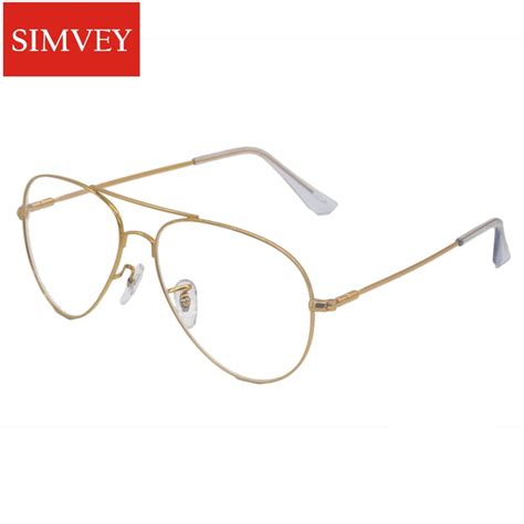 Simvey 2017 Brand Designer Gold Big Clear Aviation Fake Glasses Frames