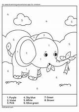 Number Color Elephant Printable Worksheets Kids Kidloland Worksheet Printables sketch template
