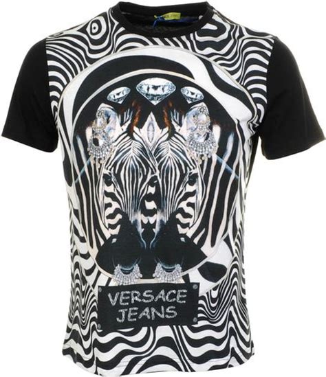 versace jeans zebra print t shirt in black for men lyst