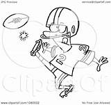 Outlined Kicking Player Football Illustration Toonaday Clipart Royalty Vector sketch template