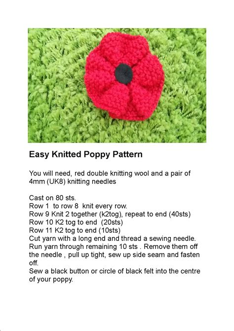 knitted poppy pattern ready steady knit