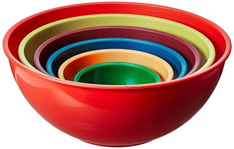 piece nested polypropylene mixing bowl set orange mixing