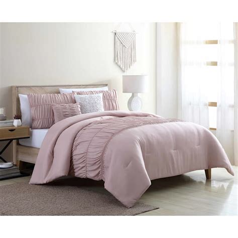 Holly 5 Piece Comforter Set Queen Blush Pink At Home