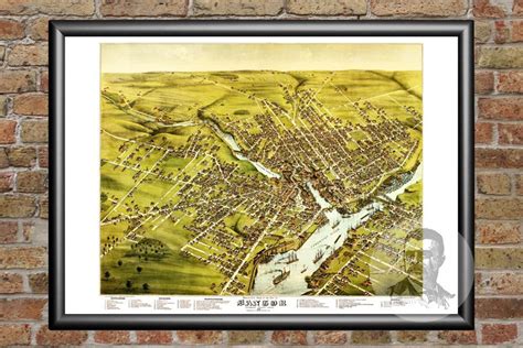 Vintage Bangor Map 1875 Old Map Of Bangor Maine Historical Etsy