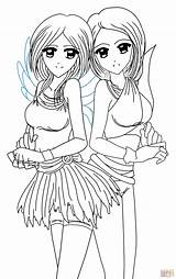 Anime Twins Coloring Yin Yang Printable Drawing Drawings sketch template
