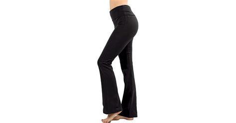 flared leggings zenana fold over waist cotton stretch flare leg yoga