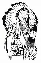 Native Coloring American Indian Pages Drawing Chief Headdress Americans Woman Warrior Adults Color Drawings Adult African Symbols Feathers Print Printable sketch template