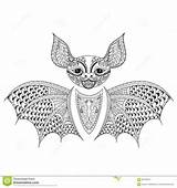 Coloring Bat Stress Zentangle Anti Adult Pages Totem Doodle Colouring Animal Mandala Illustration Vector Dreamstime Therapy Tribal Print Scary Stock sketch template