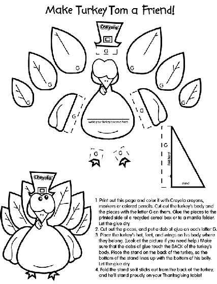turkey craft  printable coloring page  kids crayolacom