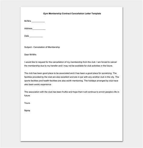 gym cancellation letter template  examples