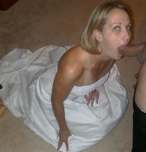 bride on her knees gives blowjob 16314