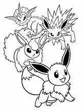 Coloring Eevee Evolutions Pikachu sketch template