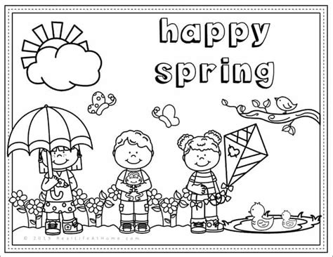 happy spring  spring coloring page printable  kids