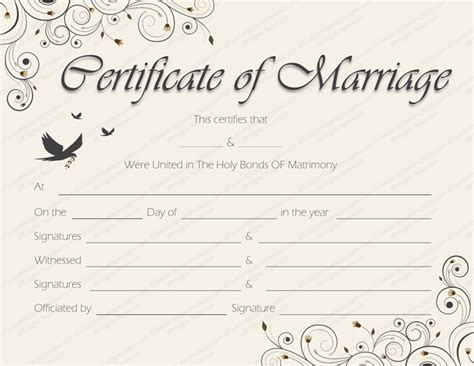 blank marriage certificate template certificate templates marriage