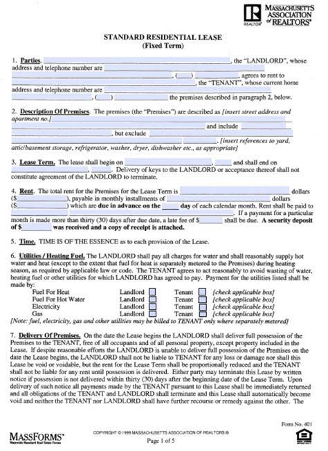 20 pdf doc massachusetts leases templates and samples