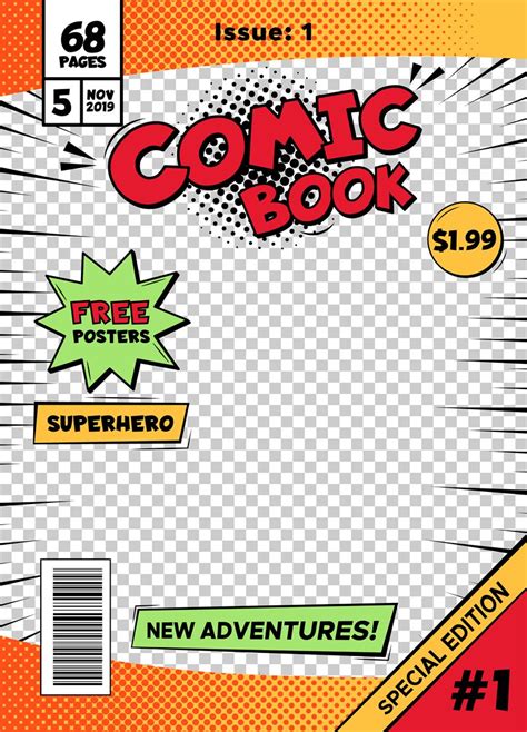 comic book cover page template cartoon pop art comic book title poste