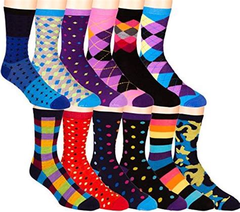 zeke mens funky dress socks 12 assorted colorful